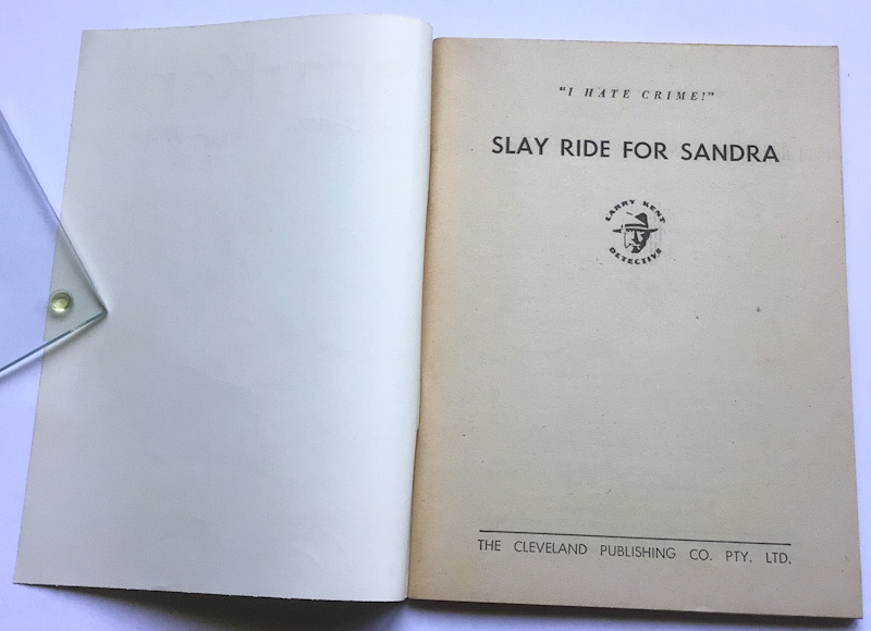 Larry Kent Slay Ride For Sandra Australian Detective paperback book No651